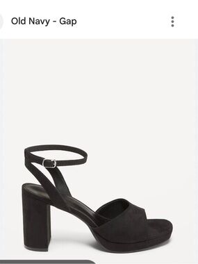 Black Faux Suede Platform Heels with Ankle Strap NWOT